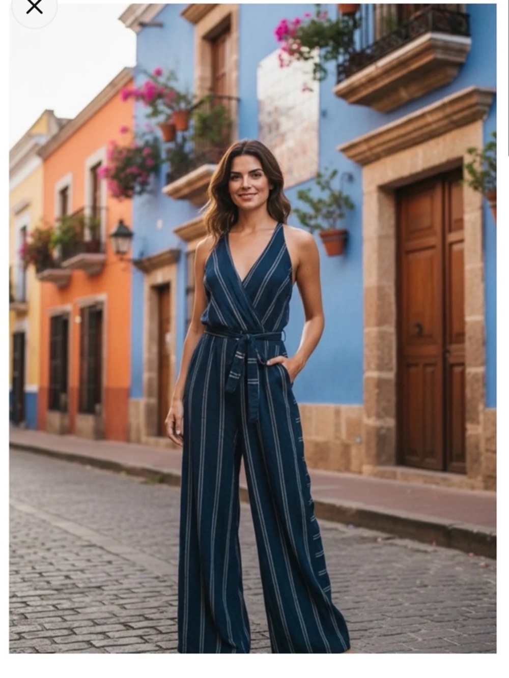 Tribal Wrap Jumpsuit with Belt by Timing |Size Small